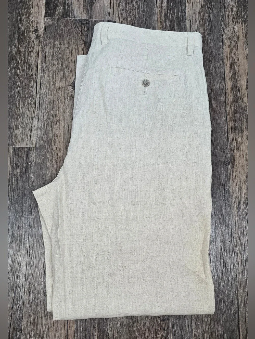 Tasso Elba Men’s 100% Linen Pants Sz 34x30 Beige Natural Flat Front Lightweight